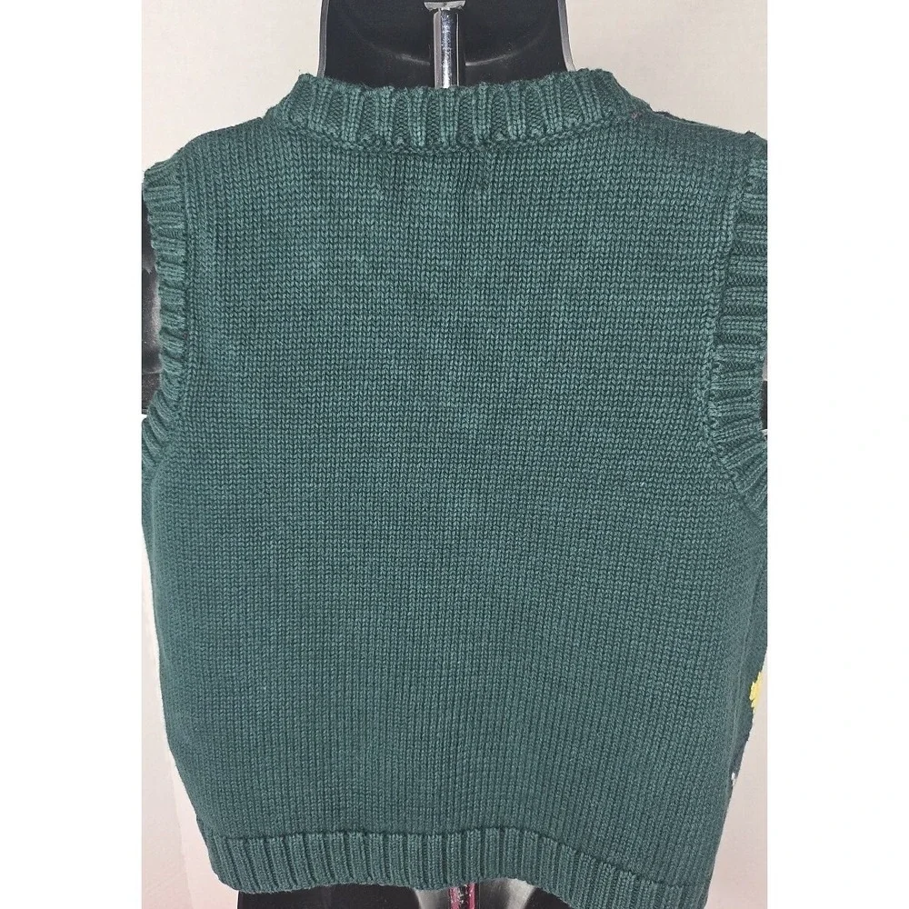The Children's Place Green,‎ Yellow & White Sleeveless Sweater Vest Size 18 MTHS